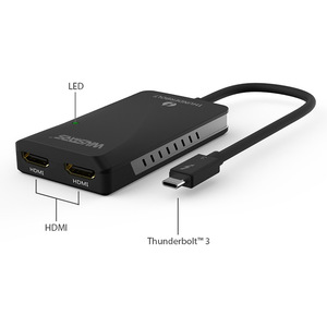 Adaptateur d'affichage Thunderbolt 3 vers double <span class=keywords><strong>HDMI</strong></span> Répartiteur <span class=keywords><strong>multi</strong></span>-moniteur compatible <span class=keywords><strong>4K</strong></span> 60Hz avec port Type-C - Product Image 2