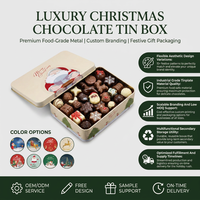 Boîte en métal de luxe pour confiseries avec imprimé Père Noël, emballage élégant pour chocolats de Noël, boîte rectangulaire chic