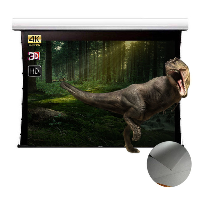 3d Silver Projector Screen 16:9 Format Motorized Tab Tension Screen 3D Metal Movie Screen