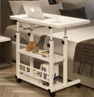 Bureau d'ordinateur en bois convertible à hauteur réglable Table d'ordinateur portable mobile Étagère de rangement à roulettes à 360 degrés pour la maison de petit espace