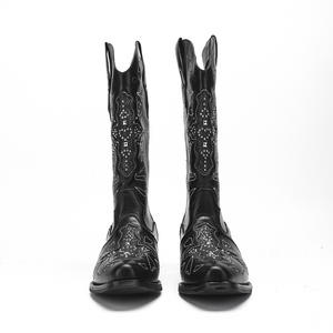 Bottes Western Brodées Tendance Femme Automne Hiver 2026 avec Rivets, à Enfiler, Talon Épais – L'Indispensable du Style Cowboy - Product Image 3