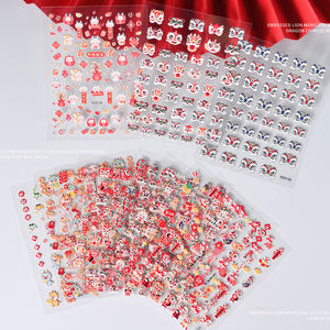 5D Año Nuevo chino bebé leche dragón Nail Art pegatina en relieve dibujos animados buena suerte despierto <span class=keywords><strong>León</strong></span> adhesivo calcomanía 5D manicura Sliders - Product Image 3