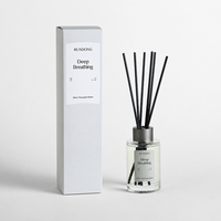 Diffuseur d'huiles essentielles en verre rond de 100 ml avec bâtonnets en fibre, boîte de vente au détail, pour bureau, commande en gros ODM