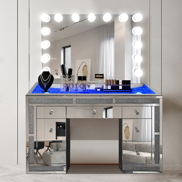 Date and time intelligent display multi-color light Bluetooth speaker dressing mirror