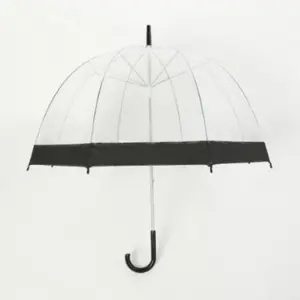 Parapluie POE transparent transparent avec logo personnalisé en usine Sombrilla en PVC droit publicitaire 8K Black Edge Match