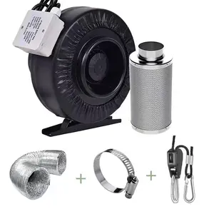 Greenhouse 4 inch activated carbon air filter fan combo kit with duct +hose clamps