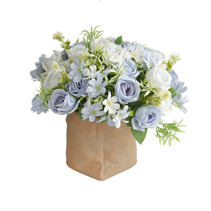 Bouquet de roses artificielles en soie, fleurs artificielles faites à la main, décoration de mariage, accessoires de photographie en plein air, décoration de la maison - Product Image 5