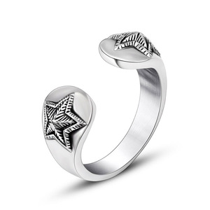 Star Patterned Open <b>Titanium</b> Steel <b>Ring</b> Unisex Fashion Jewelry SA965 - Product Image 4
