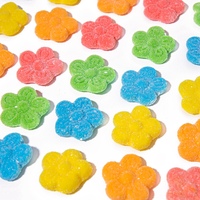 Nouveau bonbon sucré aigre-doux enrobé de sucre en forme de fleur saveur de fruit