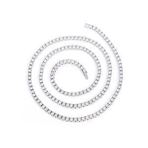 RQ 클래식 마이크로 테니스 목걸이 3/5mm 아이스 아웃 CZ 테니스 체인 새로운 폴드 넘 걸쇠 힙합 쥬얼리 파티 선물 - Product Image 1