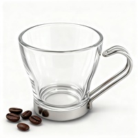 Mug en verre personnalisé avec poignée en acier inoxydable, cadeau d'affaires classique pour le latte, l'eau, le lait, le café, le thé et l'espresso