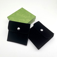 Pochette cadeau en velours noir épais avec logo personnalisé, forme enveloppe, en microfibre douce, pliable avec bouton-pression, pour emballage de boîte surprise pour bague