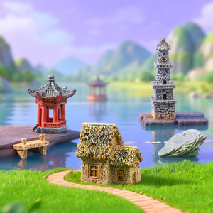 Figurines miniatures vintage en résine, maisons et tours, ornements artisanaux pour jardins féériques, aquariums et maisons de poupées – Vente chaude - Product Image 2