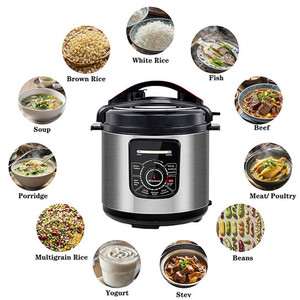 Áp suất điện Nồi cơm điện chậm nồi hấp xào Sữa chua & ấm hơn Hỗ trợ tự làm núm thép không gỉ màu đen 8 Quart - Product Image 1