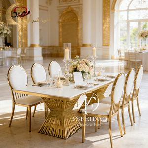 <b>Dining</b> Room Furniture Event <b>Dining</b> Wedding Hotel Stainless Steel Metal Base Rectangle <b>Dining</b> <b>Table</b> - Product Image 6