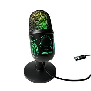 Panvotech Noise Cancelling Wired RGB Podcasting Desktop Gaming Stream Studio Recording USB Condenser Mic Microphone