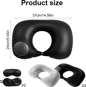 Oreiller de voyage gonflable pour le cou, oreiller de voyage portable, oreiller de voyage gonflable en forme de U, pour dormir - Product Image 2