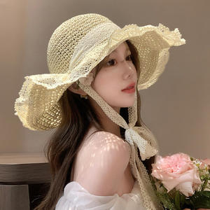 Sombrero de Pescador para Mujer, Protección Solar, Verano 2024, Estilo Nuevo, Ala Ancha, Cinta de Rafia, Ideal para Uso Diario en la Playa o Vacaciones - Product Image 5