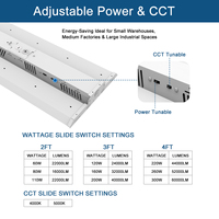 Lámpara Lineal de Alta Potencia de 110W y 2 Pies, 200lm/W, ETL DLC 6.0, 4000-5000K Ajustable, Garantía de 5 Años, Iluminación para Hangares de Aviones