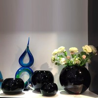 Vase en Verre Sphérique Moderne Décontracté, Vase de Table Noir Blanc pour Décoration Douce de Maison, Hall d'Hôtel, Fêtes et Mariages Géométriques Blancs