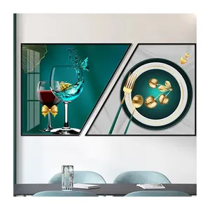 Décoration murale moderne salon salle à manger plaque de verre art mural imprimé cristal porcelaine verre peinture décorative