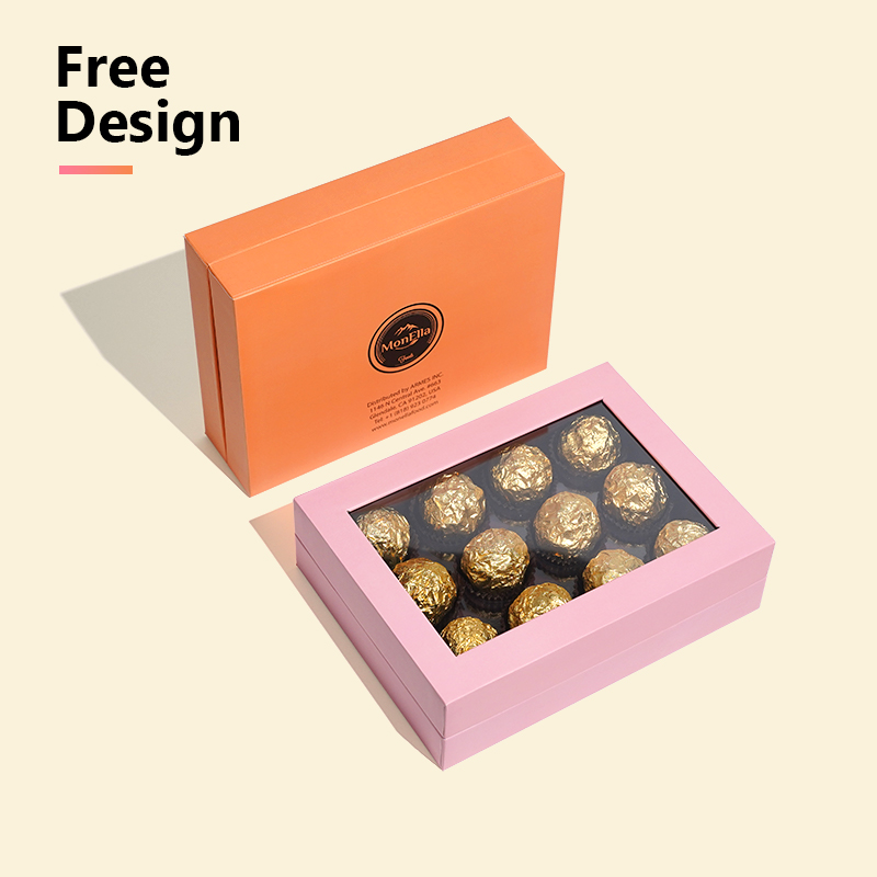 Custom Logo Free Design Magnetic Chocolate Packaging Box With Dividers Food Candy Box Chocolate Box With Pvc Window