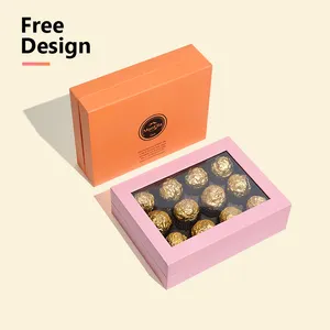 Boîte magnétique d'emballage de chocolat de conception libre de logo personnalisé avec des diviseurs Boîte de sucrerie de nourriture avec le matériel d'emballage de fenêtre de PVC CMJN