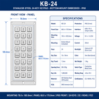 Clavier numérique industriel KB-24 personnalisé, étanche IP65, en acier inoxydable, 24 touches, montage sur panneau, USB/PS2 pour contrôle industriel