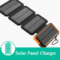 Banque d'alimentation portable pliable Li-Polymère 20000mAh étanche avec 3 panneaux solaires, écran LED, Micro USB, USB-C 60W, charge rapide sans fil