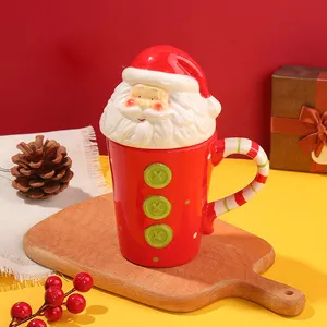 Santa Claus Coffee with Lid Cute Ceramic Christmas Water Cup Fine Home Office Breakfas Milk Mug Best Gift