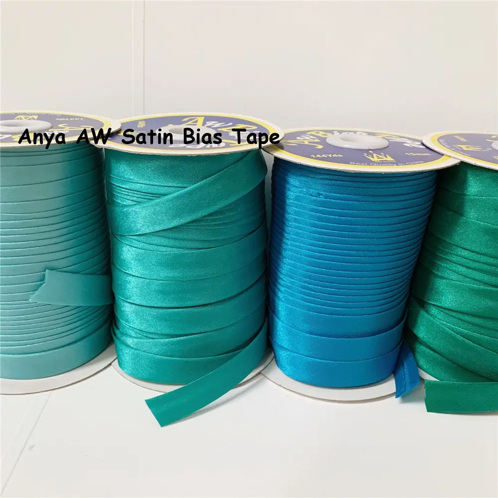 15mm 5/8 inch 100% Polyester Single Fold Satin Bias Binding Tape Solid Color satin bias tape cotton bias tape