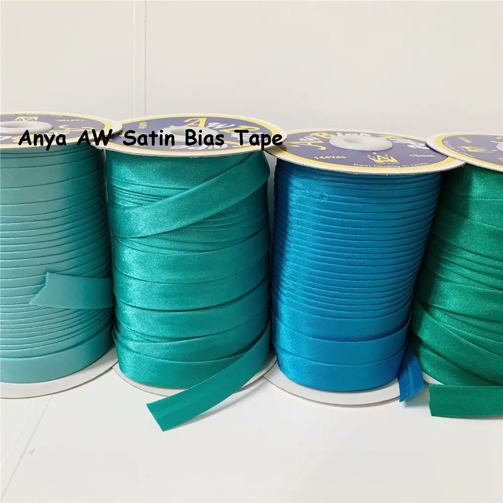 15mm 5/8 inç % 100% Polyester tek kat saten verev bant bandı düz renk saten biye bant pamuk biye bant