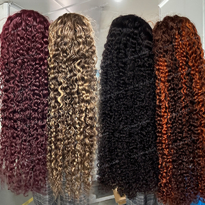 Vente <span class=keywords><strong>en</strong></span> gros 99J Bourgogne # Perruque bouclée frontale <span class=keywords><strong>en</strong></span> dentelle HD, 4 couleurs : marron, gris <span class=keywords><strong>argent</strong></span>é, blond miel, cheveux humains bruts - Product Image 1