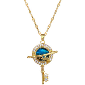Collier pendentif étoile en acier inoxydable plaqué or, entièrement serti de zircons, pour femmes et filles, vente en gros de bijoux - Product Image 5