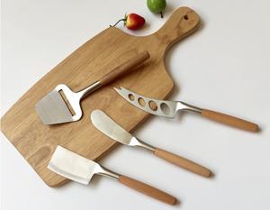 Set di utensili da cucina in acciaio inossidabile prezzo all'ingrosso coltelli da formaggio tagliere con coltello con manico in legno - Product Image 5