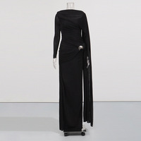 Robe plissée élégante bleu brumeux, nouvelle collection été, épaules dénudées, ajustée à la taille, style bodycon, mode féminine