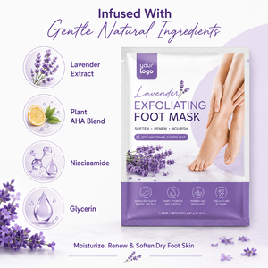 Hot Selling Gently Exfoliates Care Softens Rough Cracked Heels Hydrates Nourishes Lavender Niacinamide Exfoliating Foot Mask - Product Image 3