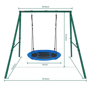 Balançoire d'extérieur pour arbre de 40 pouces, balançoire à tapis rond en métal de 700 livres pour enfants, balançoire de jardin réglable et sûre à rotation de 360