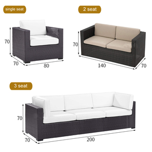Patio al aire libre muebles de salón balcón impermeable de jardín de ratán sofá - Product Image 6