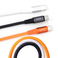 Kabel USB C ke C 80cm, Jalinan Nilon, Konektor Plastik, Pengisian Cepat PD, Tahan Lama, Sinkronisasi Data untuk Ponsel & Laptop