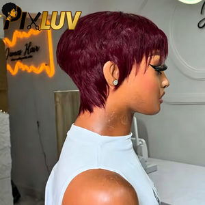 Parrucca all'ingrosso Pixie Cut in <span class=keywords><strong>capelli</strong></span> umani, liscia bordeaux, <span class=keywords><strong>capelli</strong></span> grezzi vietnamiti, senza colla, Chioma Wig, fornitori di <span class=keywords><strong>capelli</strong></span> umani naturali - Product Image 3
