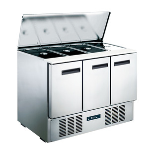 Tủ lạnh để salad mặt kính thương mại, cửa kính, chế độ tiết kiệm năng lượng thông minh, điều khiển nhiệt độ, chất liệu thép không gỉ 201/304, bàn chuẩn bị pizza - Product Image 3