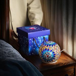 Lámpara de Mesa Bohemia Marrakech con Carga Conveniente, Linterna de Noche Marroquí Shea con Forma de Huevo, Luz Nocturna Giratoria de Mosaico para Dormitorio - Product Image 3