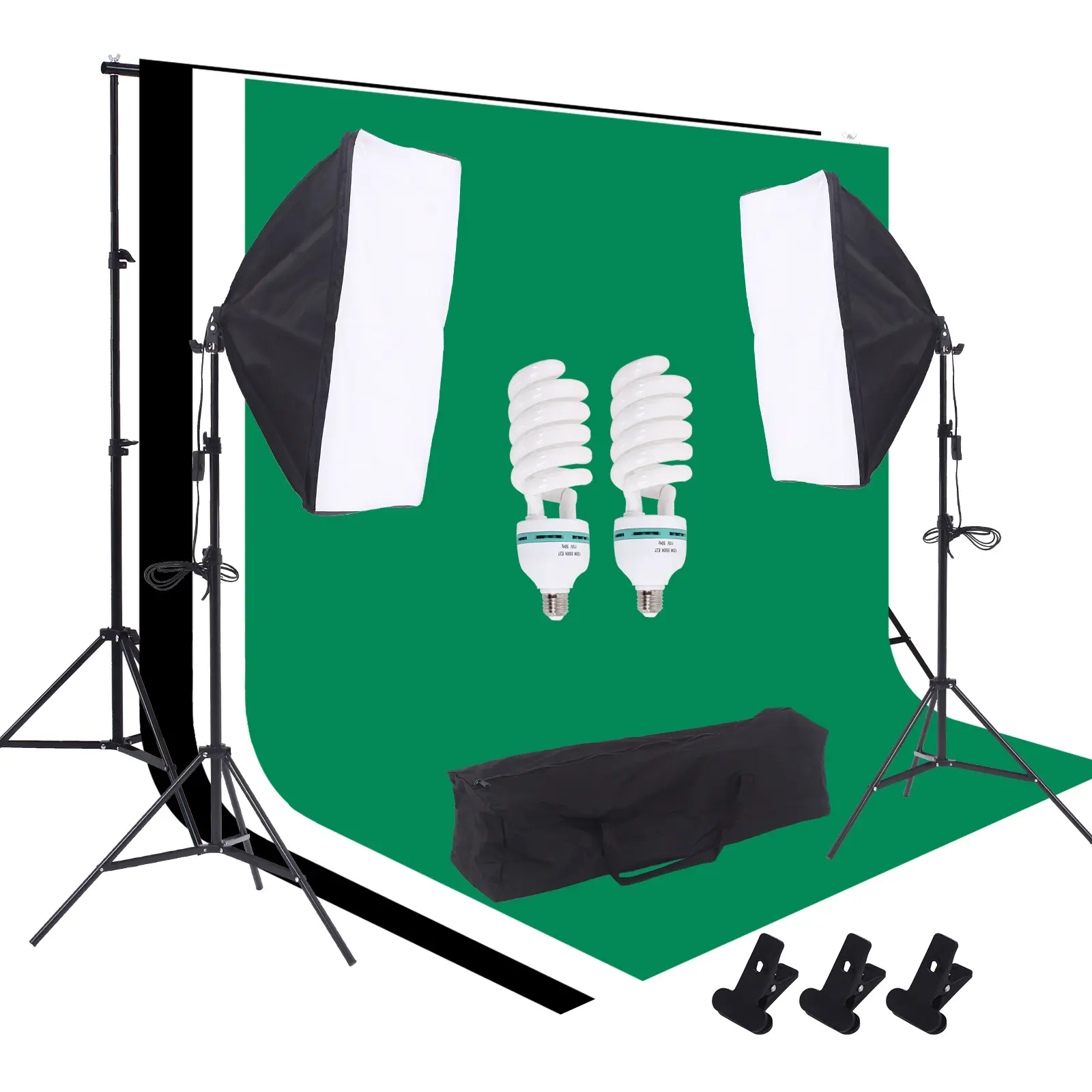 Nhiếp Ảnh Studio Softbox Chiếu Sáng Kit Với 6.5ftx10ft(2X3Meters) Hỗ Trợ Hệ Thống Nền Và Phông Nền