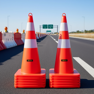 28 Coni Stradali Arancioni con Collari Riflettenti e Base Appesantita per il Controllo della Sicurezza Stradale - Product Image 2