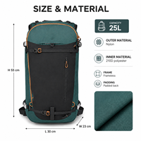 Sac à dos de randonnée léger multi-compartiments avec fermeture éclair 25L, logo personnalisé, pour le sport de plein air et l'escalade