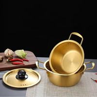 Casserole à nouilles en acier inoxydable avec couvercle et doubles poignées, compatible gaz et induction, pour ramen et soupes, résistante à la chaleur, passe au lave-vaisselle, pour la maison