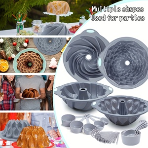 26 buah Set peralatan kue silikon kecil, alat memanggang perlengkapan dapur sendok ukur Muffin cetakan kue persegi panjang - Product Image 3