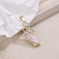 Pendentifs Breloques Religieux Chrétien Saint Santo Classiques et Durables en Laiton Plaqué Or 14K Unisexe – Vente en Gros CM Jewelry