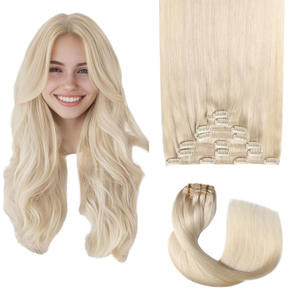 Extensions de cheveux naturels vietnamiens à clipser, qualité supérieure, soyeux et lisses, double tirage, double trame, cuticules alignées, invisibles, doux - Product Image 1